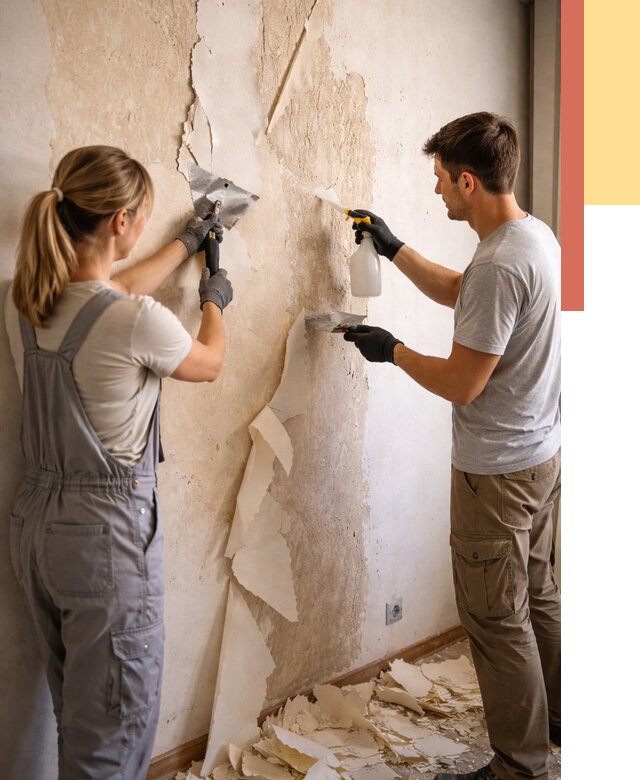 Снятие старых обоев в Красноуфимске от 5332 руб. под ключ недорого | ОТДЕЛОЧНИК-Крф