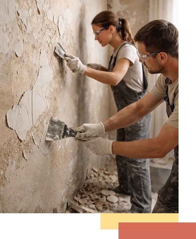 Снятие старой шпаклевки и подготовка поверхностей в Красноуфимске