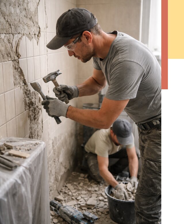 Демонтаж плитки со стен в Красноуфимске от 863 руб. — быстро и недорого | ОТДЕЛОЧНИК-Крф