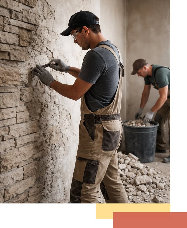 Демонтаж декоративного камня в Красноуфимске профессионально и безопасно