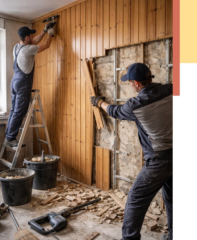 Демонтаж вагонки со стен в Красноуфимске от 1473 руб. — снятие, удаление, срочно | ОТДЕЛОЧНИК-Крф