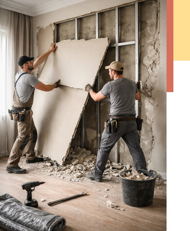 Демонтаж гипсокартона со стен в Красноуфимске от 355 руб. — услуги демонтажа | ОТДЕЛОЧНИК-Крф