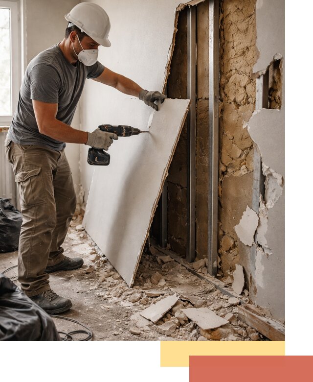 Демонтаж гипсокартона со стен в Красноуфимске качественно и быстро