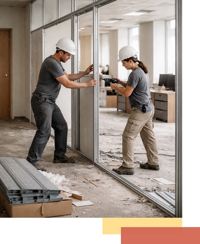 Демонтаж алюминиевых перегородок в Красноуфимске быстро и аккуратно