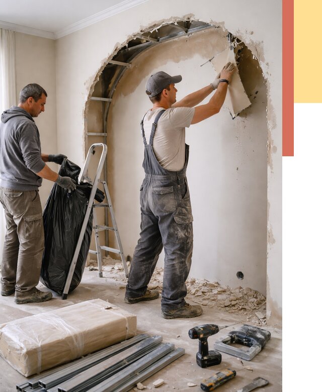 Демонтаж арки из гипсокартона в Красноуфимске от 3555 руб. — услуги под ключ | ОТДЕЛОЧНИК-Крф