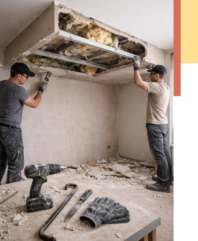 Демонтаж короба из гипсокартона в Красноуфимске от 1544 руб. — быстро и недорого | ОТДЕЛОЧНИК-Крф