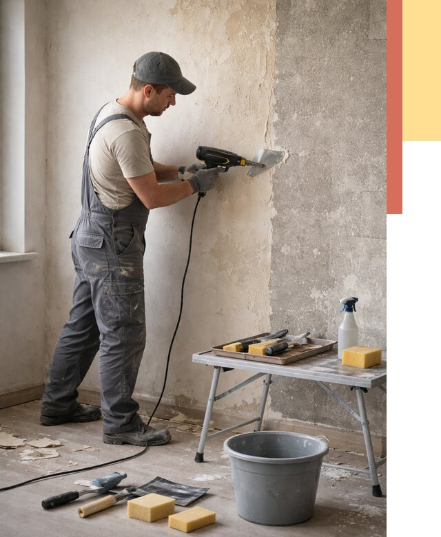 Очистка стен от клея в Красноуфимске от 1879 руб. — снятие и удаление клея со стен | ОТДЕЛОЧНИК-Крф