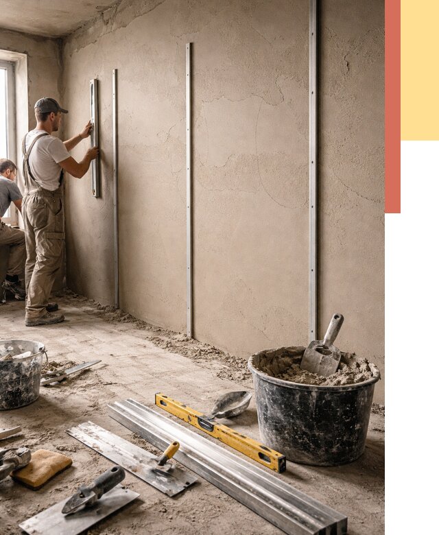 Штукатурка стен по маякам в Красноуфимске от 5586 руб./м² — выравнивание под ключ | ОТДЕЛОЧНИК-Крф