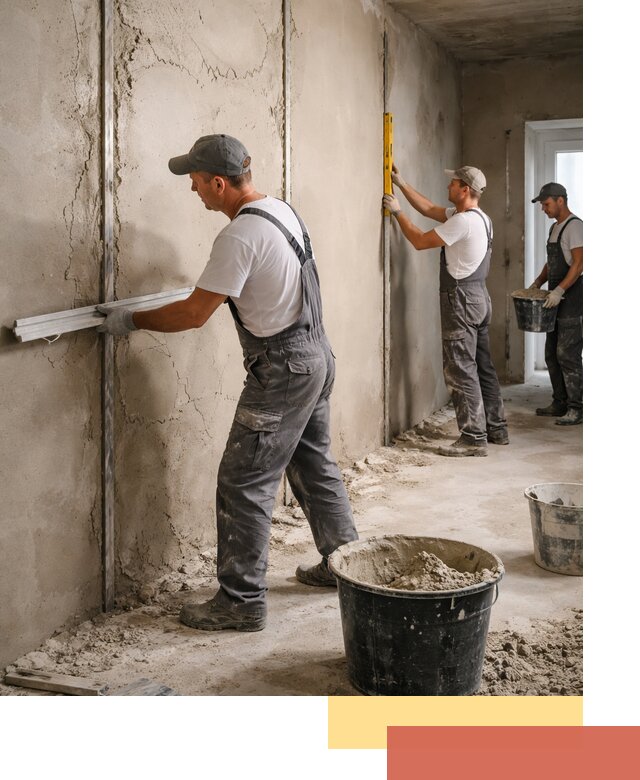 Штукатурка стен по маякам в Красноуфимске — точная и ровная поверхность