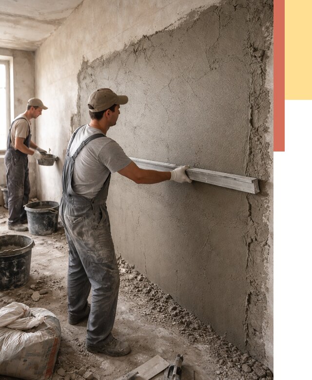 Цементная штукатурка стен в Красноуфимске от 4571 руб/м2 — быстро и недорого | ОТДЕЛОЧНИК-Крф