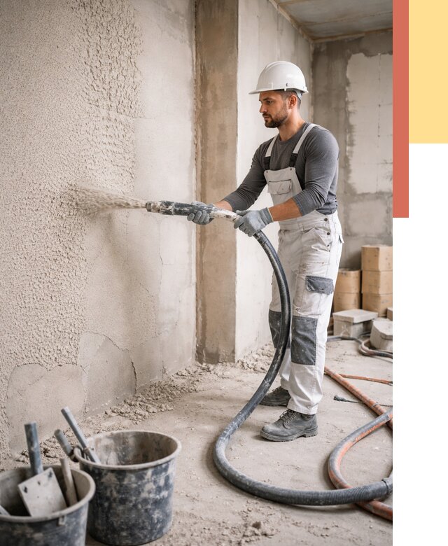 Машинная штукатурка стен в Красноуфимске под ключ от 6602 руб./м2 | ОТДЕЛОЧНИК-Крф