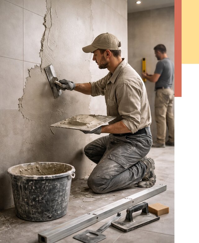 Штукатурка стен в ванной в Красноуфимске от 4571 руб./м² — выравнивание под ключ | ОТДЕЛОЧНИК-Крф