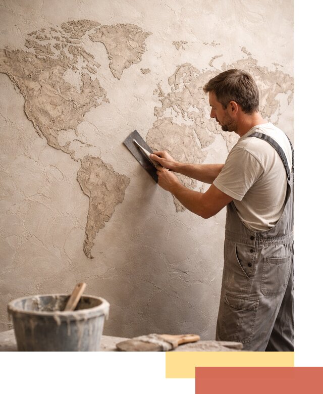 Декоративная штукатурка «Карта мира» под ключ в Красноуфимске