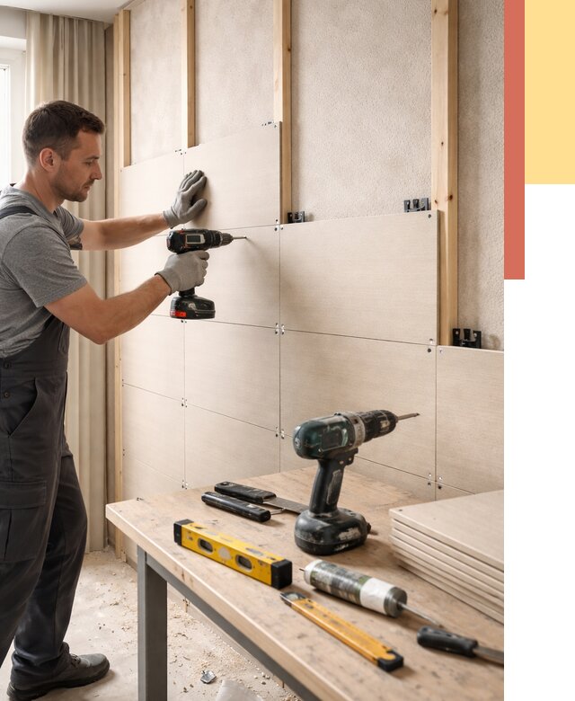 Монтаж МДФ панелей на стены в Красноуфимске от 1270 руб. под ключ | ОТДЕЛОЧНИК-Крф