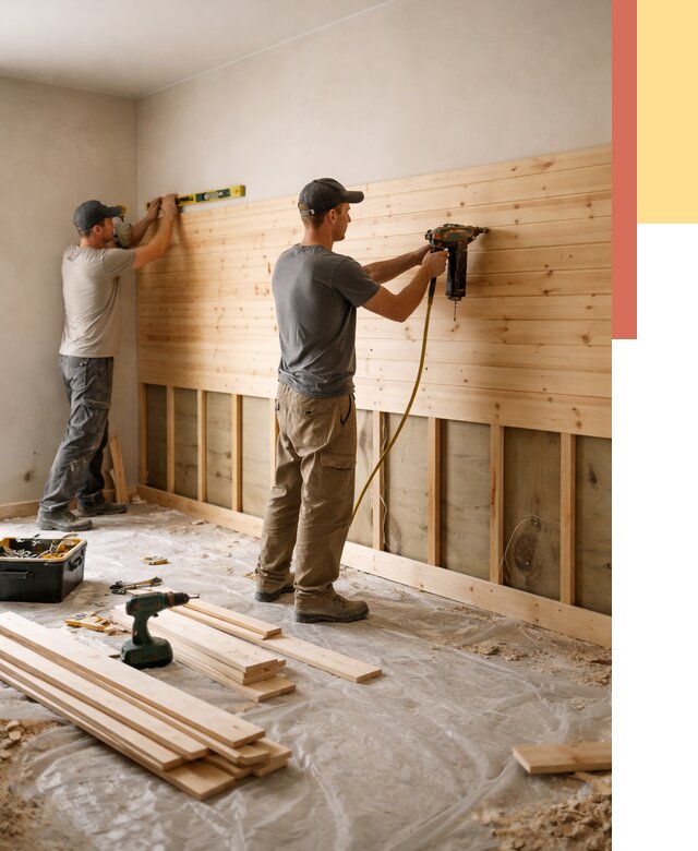 Монтаж деревянной вагонки на стены в Красноуфимске от 7618 руб. | Услуги монтажа вагонки | ОТДЕЛОЧНИК-Крф