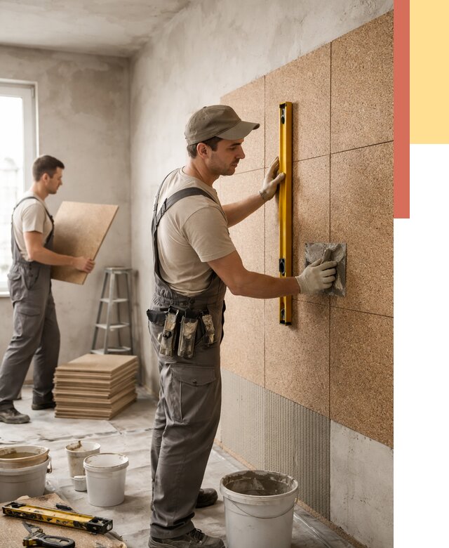 Монтаж пробковых панелей на стены в Красноуфимске от 3555 руб. — ОТДЕЛОЧНИК-Крф