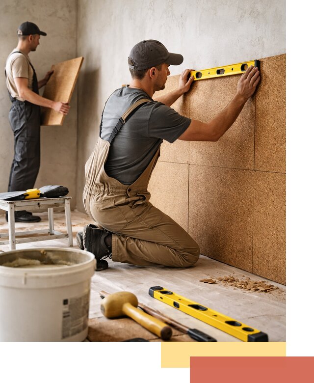 Монтаж пробковых панелей на стены в Красноуфимске быстро и качественно