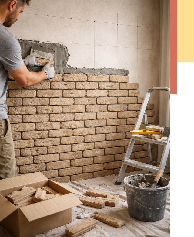 Монтаж декоративного кирпича в Красноуфимске от 3250 руб./м² — быстро и недорого | ОТДЕЛОЧНИК-Крф