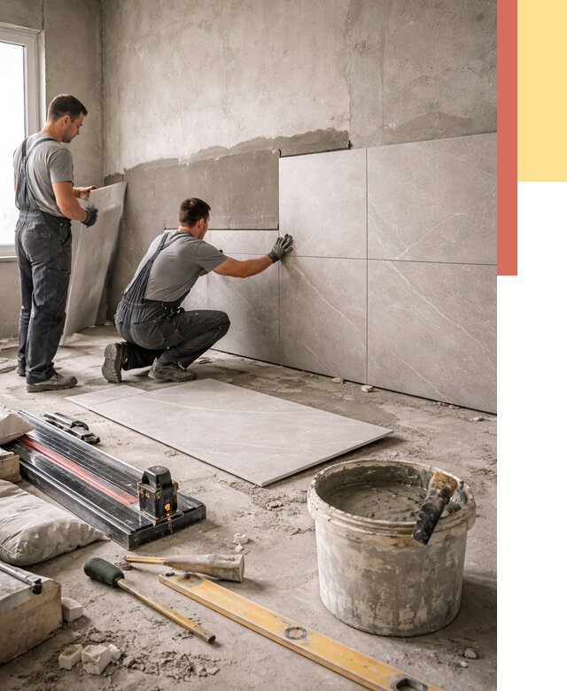 Облицовка стен керамогранитом в Красноуфимске от 4266 руб./м² — услуги под ключ | ОТДЕЛОЧНИК-Крф