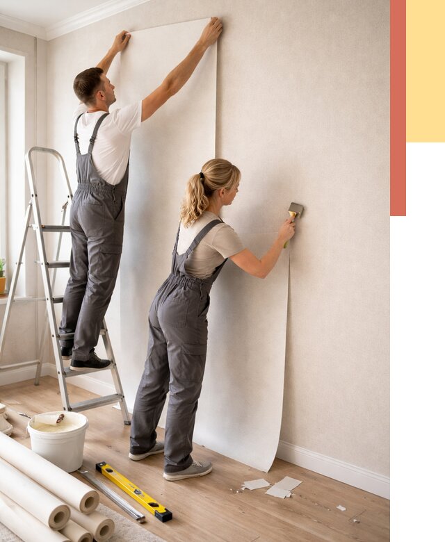 Поклейка флизелиновых обоев в Красноуфимске от 6094 руб. | Быстро и недорого — ОТДЕЛОЧНИК-Крф