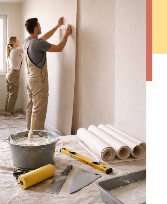 Поклейка бумажных обоев в Красноуфимске от 5586 руб./м2 — быстро и недорого | ОТДЕЛОЧНИК-Крф