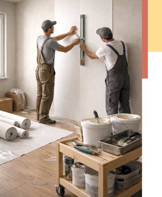 Поклейка стеклообоев в Красноуфимске от 6602 руб. за м2 — быстро и недорого | ОТДЕЛОЧНИК-Крф