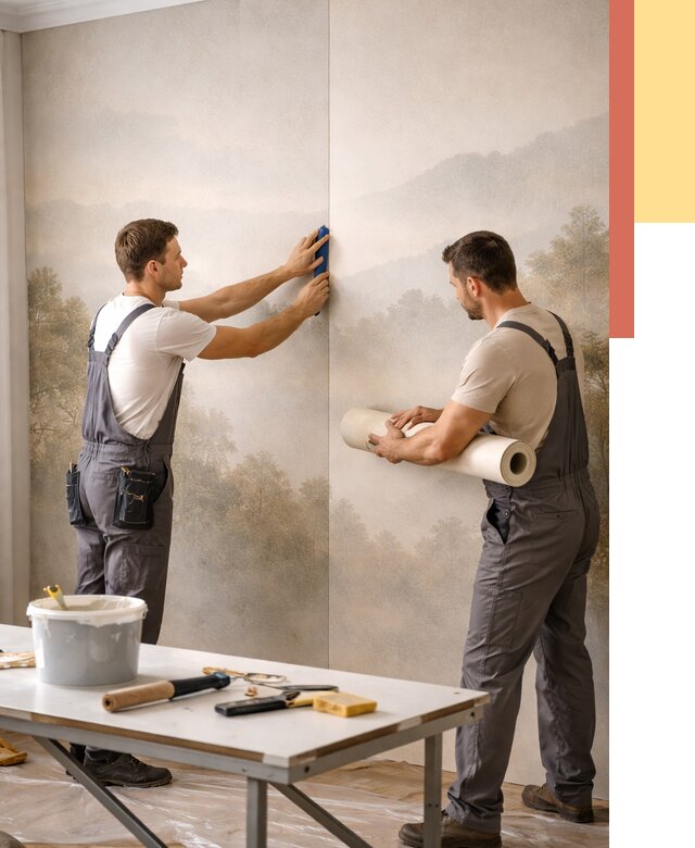 Поклейка фотообоев в Красноуфимске от 8633 руб/м² — быстро и недорого | ОТДЕЛОЧНИК-Крф