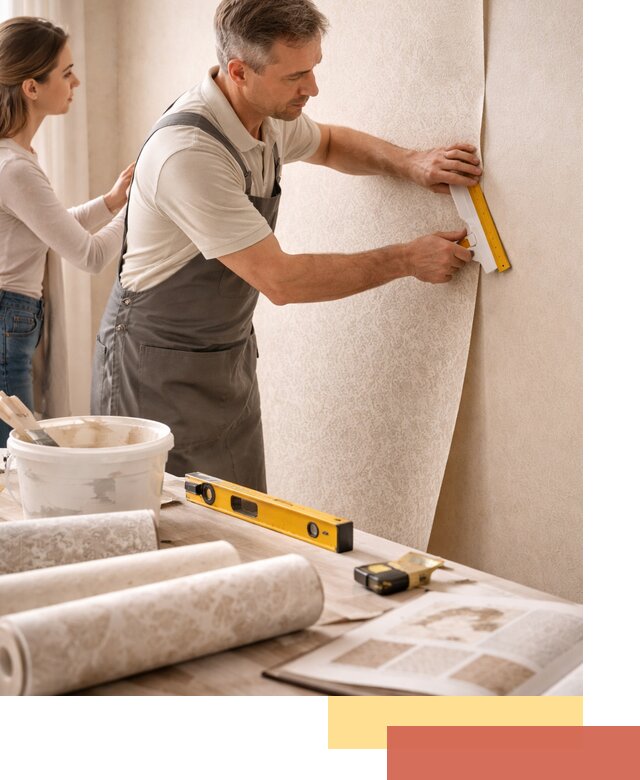 Поклейка обоев с подбором рисунка в Красноуфимске