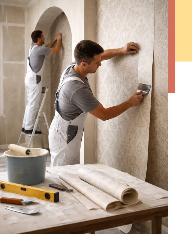 Поклейка обоев на сложные стены в Красноуфимске от 2844 руб. под ключ | ОТДЕЛОЧНИК-Крф