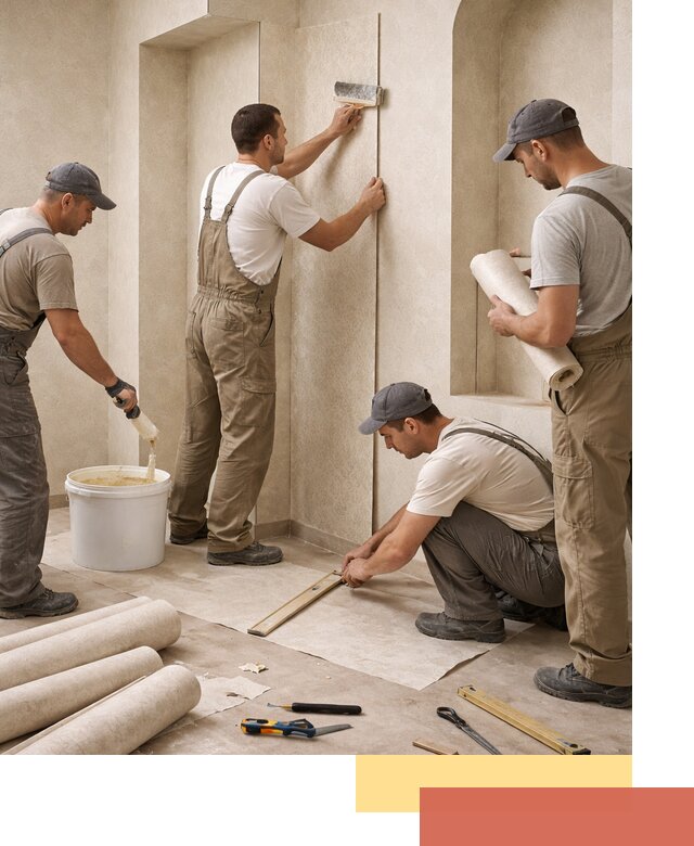 Поклейка обоев на сложные стены и неровные поверхности в Красноуфимске