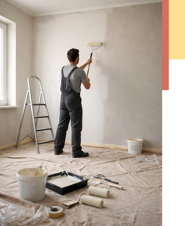 Покраска стен моющейся краской в Красноуфимске от 355 руб./м² — быстро и недорого | ОТДЕЛОЧНИК-Крф