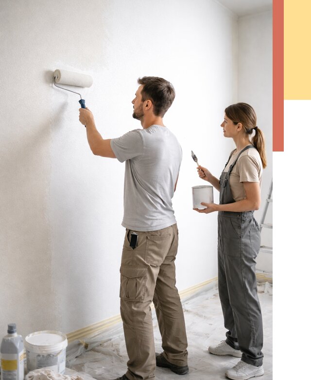 Окраска стен по стеклохолсту в Красноуфимске от 4571 руб/м² под ключ | ОТДЕЛОЧНИК-Крф