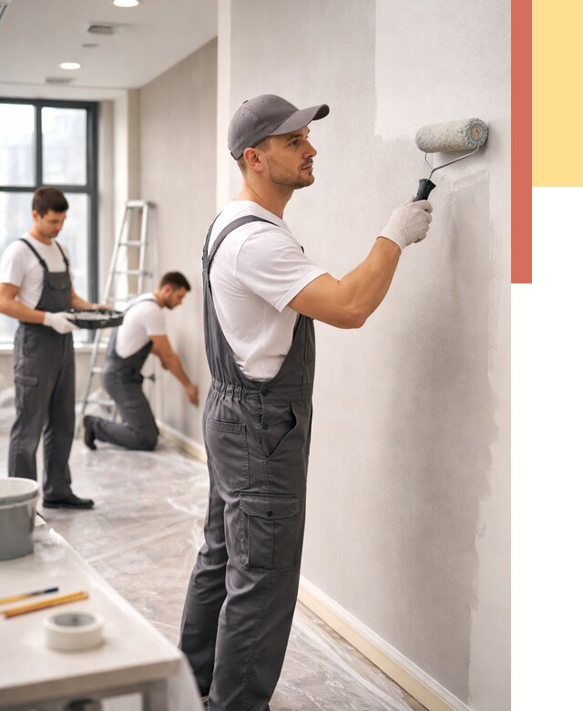 Покраска стен в офисе в Красноуфимске от 8633 руб. — быстро и недорого | ОТДЕЛОЧНИК-Крф