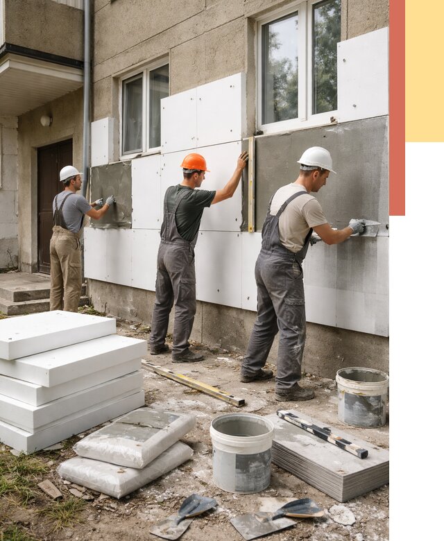 Утепление стен пенопластом в Красноуфимске от 1777 руб. — недорого и под ключ | ОТДЕЛОЧНИК-Крф