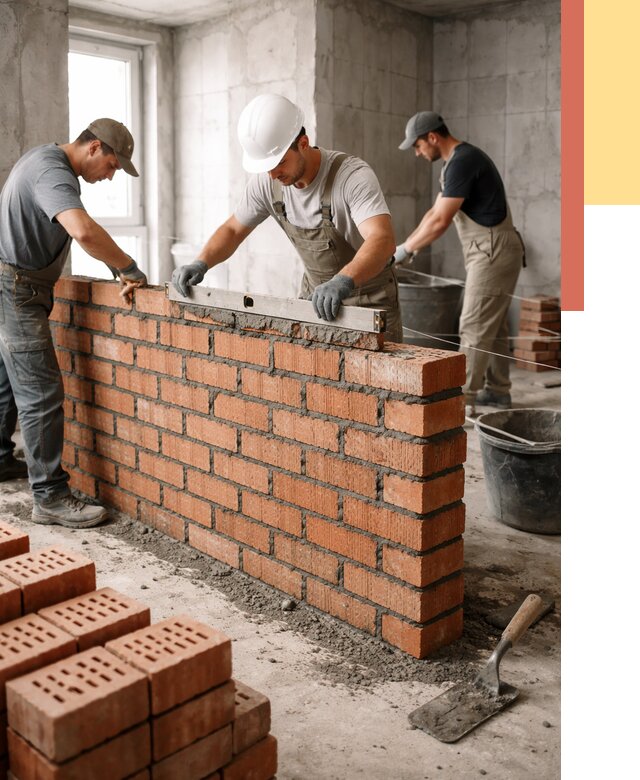 Кладка перегородок из кирпича в Красноуфимске от 3555 руб. за м² | ОТДЕЛОЧНИК-Крф