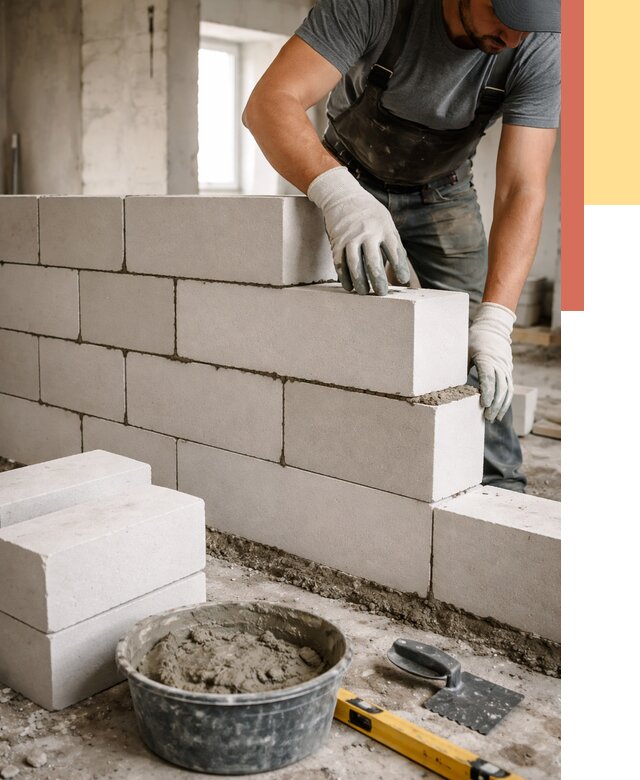 Кладка перегородок из силикатного блока в Красноуфимске от 4063 руб. под ключ | ОТДЕЛОЧНИК-Крф