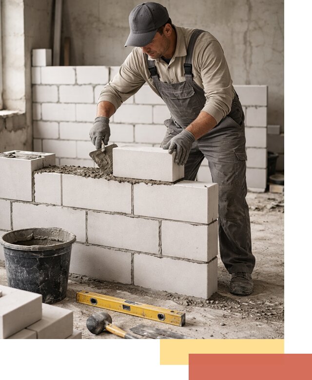 Кладка перегородок из силикатного блока в Красноуфимске