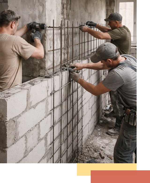 Армирование кладки перегородок в Красноуфимске профессионально и надёжно