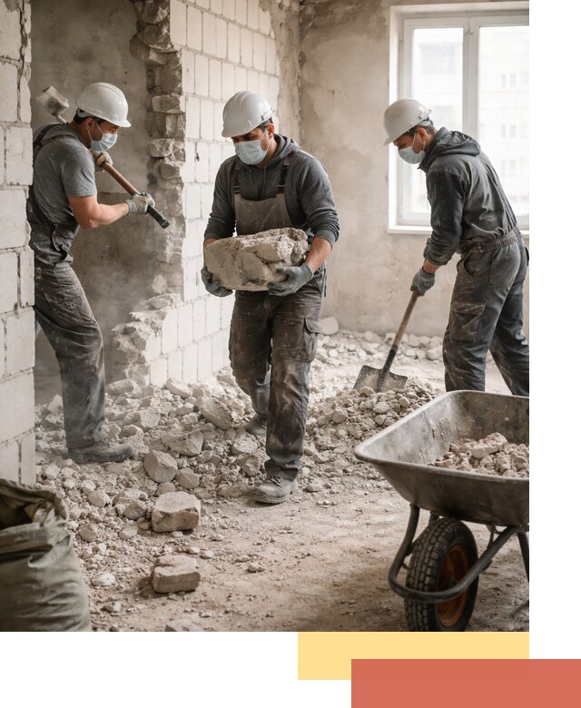 Демонтаж блочных перегородок в Красноуфимске быстро и аккуратно