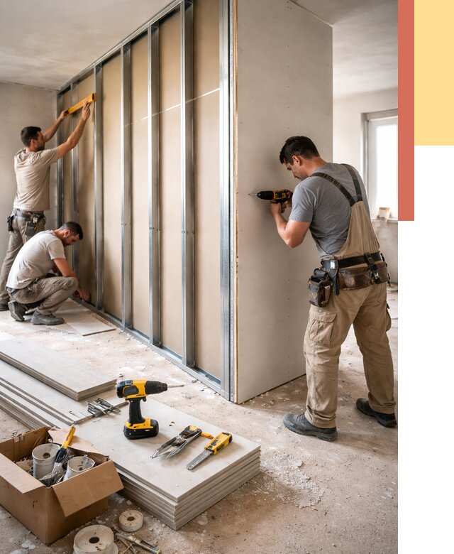 Монтаж однослойной перегородки из гипсокартона в Красноуфимске от 660 руб. | ОТДЕЛОЧНИК-Крф