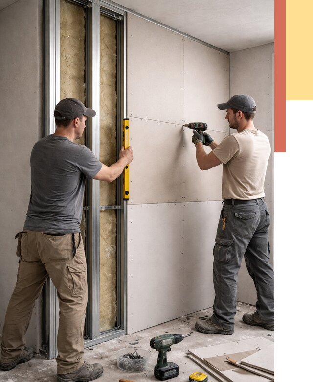 Монтаж двухслойной перегородки из гипсокартона в Красноуфимске от 1473 руб. | ОТДЕЛОЧНИК-Крф