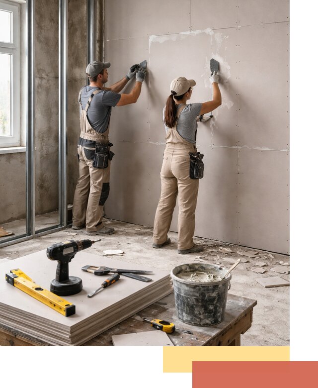 Монтаж двухслойной перегородки из гипсокартона в Красноуфимске