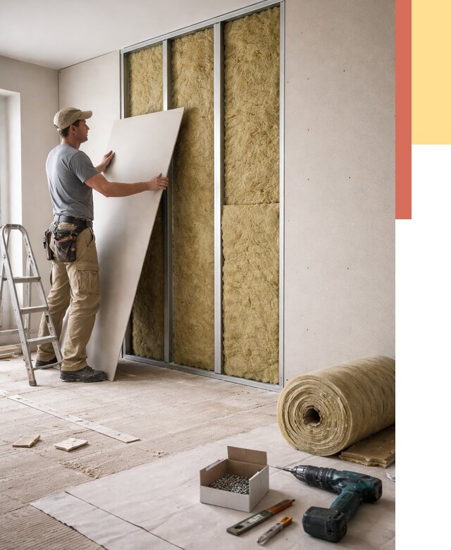 Перегородка из гипсокартона с шумоизоляцией в Красноуфимске от 3169 руб. | ОТДЕЛОЧНИК-Крф