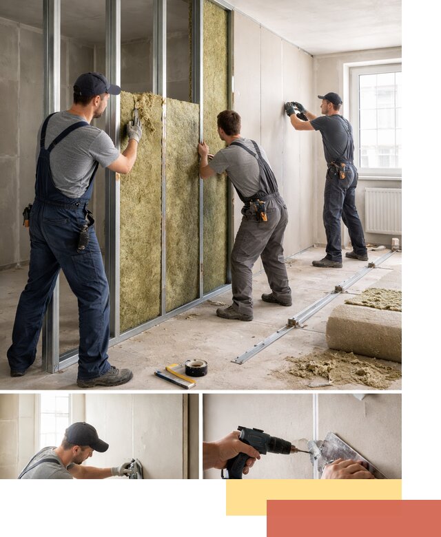 Перегородка из гипсокартона с шумоизоляцией в Красноуфимске — монтаж под ключ