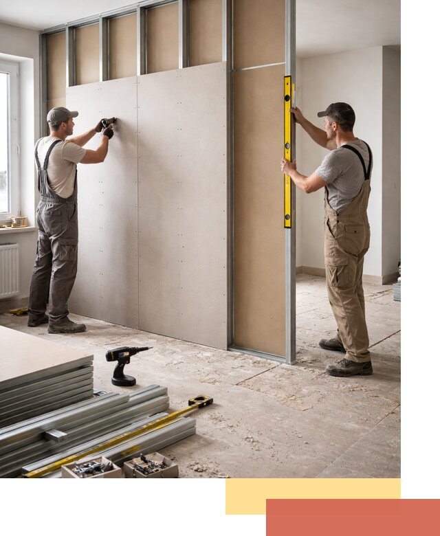 Зонирующая перегородка из гипсокартона под ключ в Красноуфимске