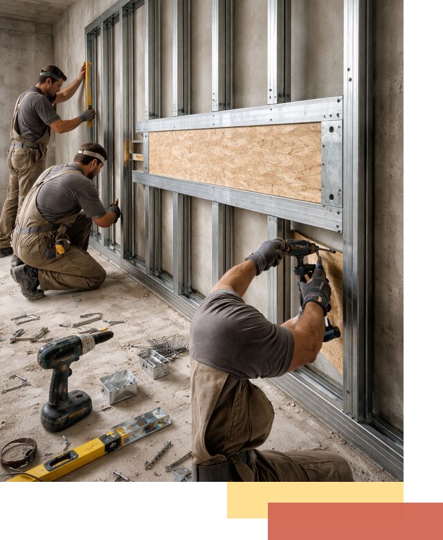 Усиленная перегородка для крепления тяжёлых конструкций в Красноуфимске