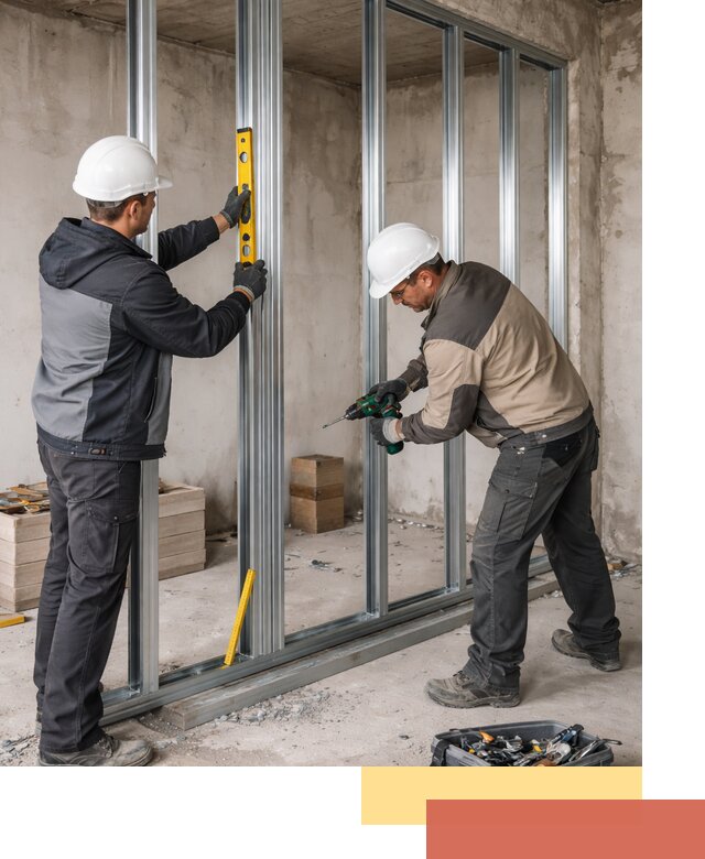 Монтаж каркаса перегородки из профиля в Красноуфимске