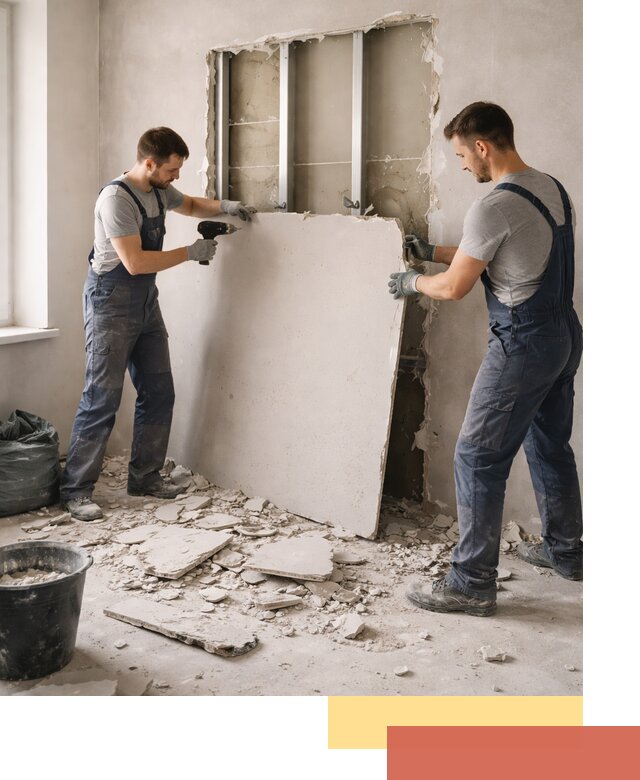 Демонтаж перегородки из гипсокартона в Красноуфимске быстрый и аккуратный