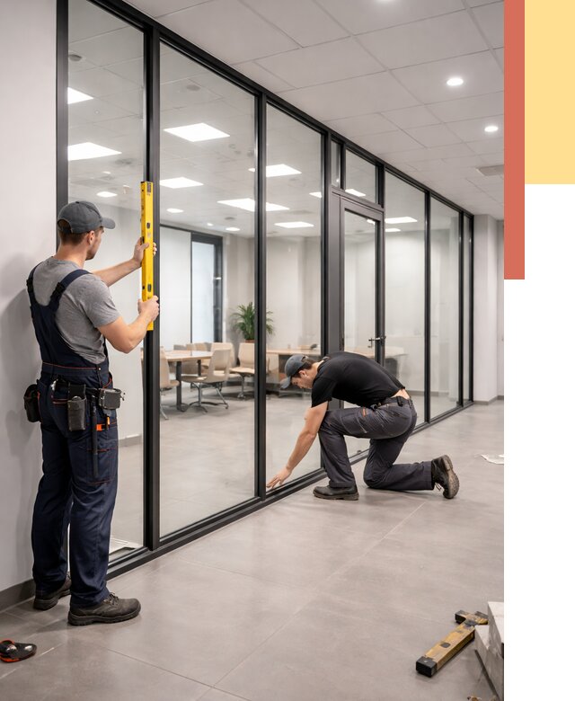 Каркасные стеклянные перегородки в Красноуфимске под ключ от 9344 руб. | ОТДЕЛОЧНИК-Крф