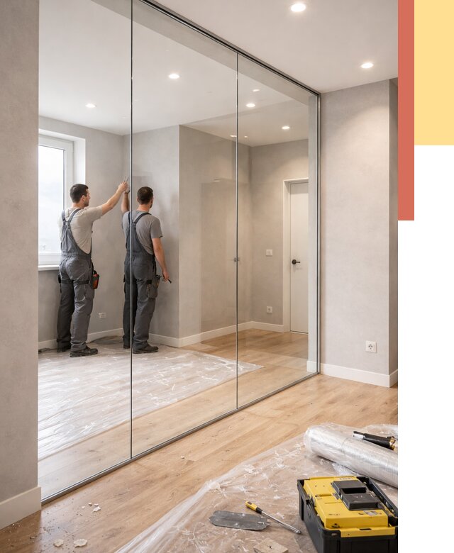 Безрамные стеклянные перегородки в Красноуфимске — монтаж от 9649 руб. | ОТДЕЛОЧНИК-Крф